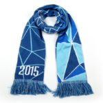 Factory Custom Acrylic Knit Football Fan Scarf Solid Jacquard Pattern European Sports Style Satin Material Logo Service